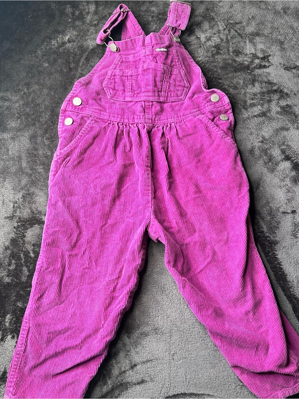 Kids Corduroy Overalls in Bright Pink purple